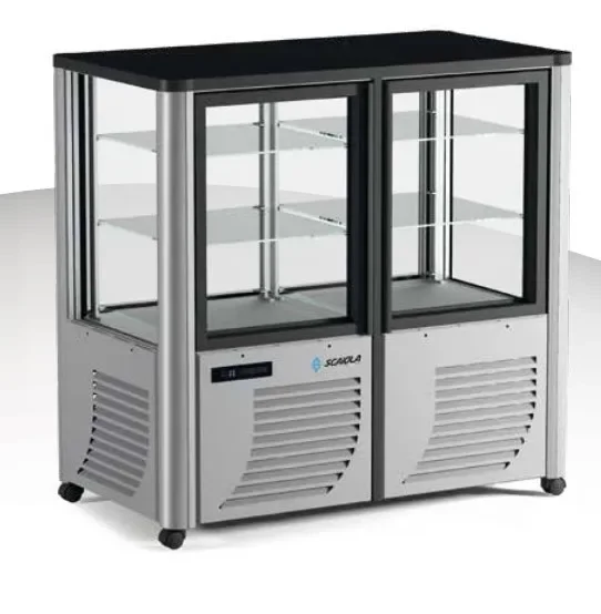 Commander Vite Double minis vitrines réfrigérées positive panoramique couleur argent 460l - 1270x700x1280 mm