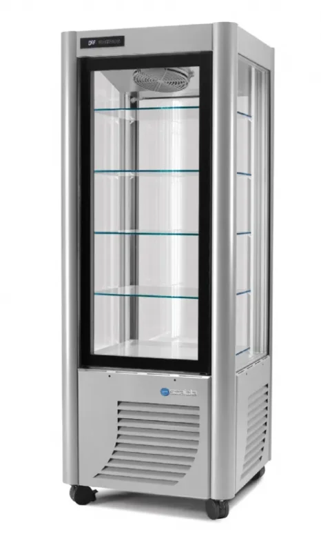 Vitrine 4 faces vitrées réfrigérées négative pâtisserie couleur argent +5/-21 °c - 700x700x1840 mm Pas Cher