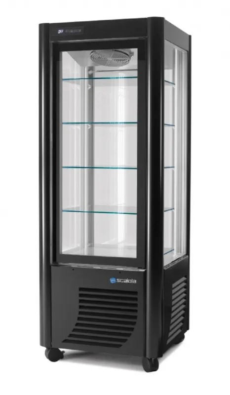Offre Du Jour Vitrine 4 faces vitrées réfrigérées négative pâtisserie couleur noire +5/-21 °c - 700x700x1840 mm