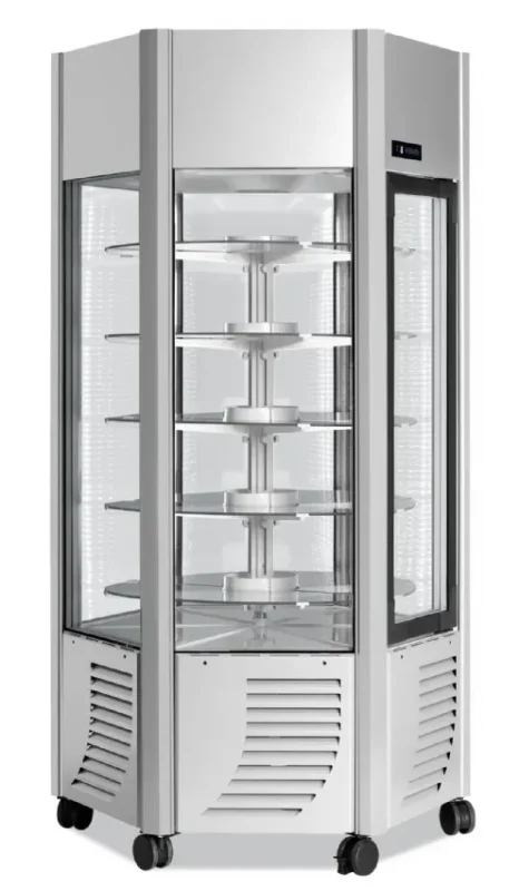 Jusqu’à Épuisement Des Stocks Vitrine 6 faces vitrées réfrigérées négative pâtisserie couleur argent +5/-21 °c - 1070x920x2100 mm