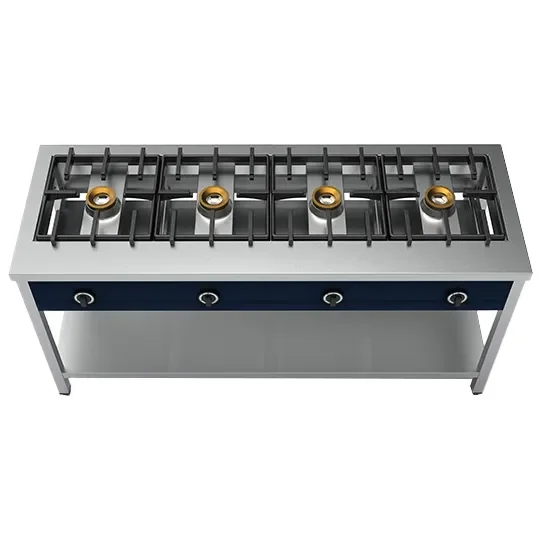 Authentique Cuiseur à crêpes gaz 4 brûleurs puissance 32 kw -1685 x 600 x 850 mm