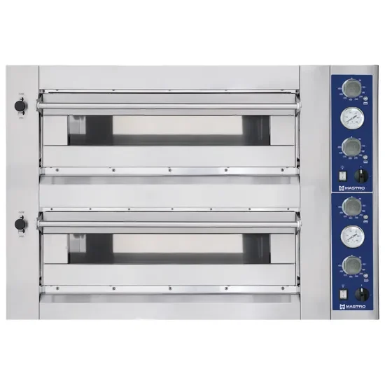 Four à pizza électrique 2 chambres commandes mécaniques - avec 4+4 pizzas diamètre 35 cm Petit Prix