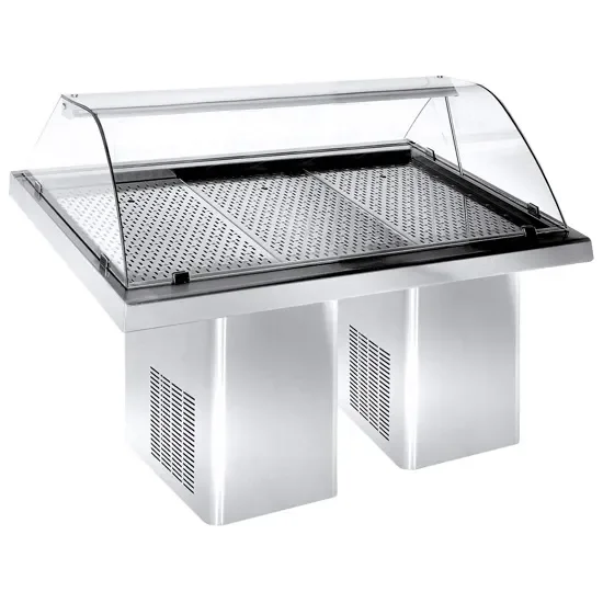 Comptoir réfrigéré à poisson vitre courbe fermeture arrière format 2320 x 900 x 1200 mm Promotion Saisonnière