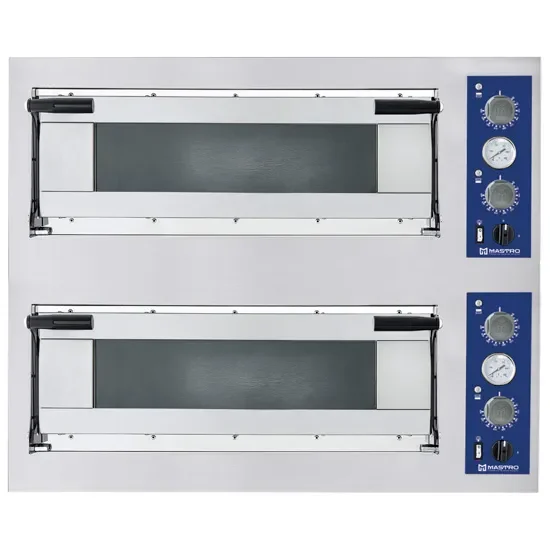 Meilleur Choix Four à pizza électrique 2 chambres commandes mécaniques avec 6+6 pizzas diamètre 350 mm