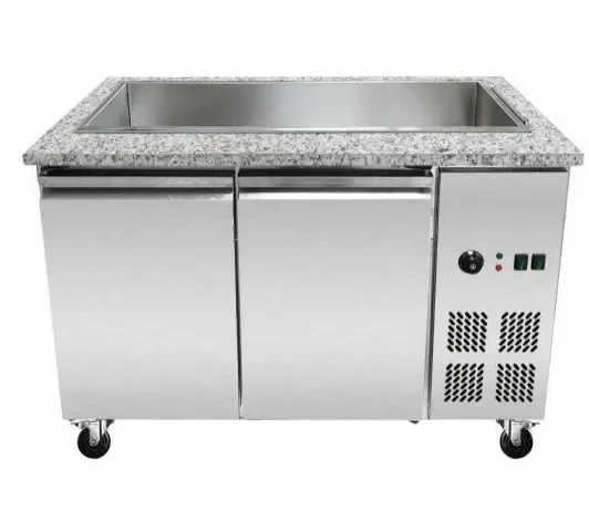 Comptoir bain marie granit avec vitrine verticale en option - 3 gn1/1 Expédié Aujourd’hui