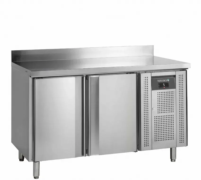 Table réfrigérée de comptoir en inox avec dosseret et 2 portes gn 1/1 Prix Choc
