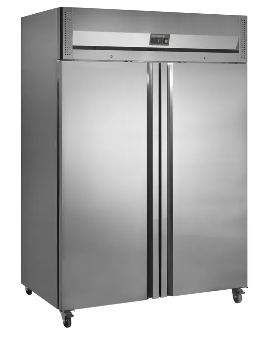 Expédition Rapide Armoire réfrigérée positive professionnelle en inox avec 2 portes pleines gn 2/1