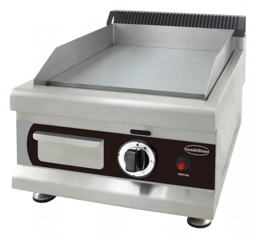 Plaque à snacker professionnelle à gaz avec 1 zone de cuisson en chrome lisse - 350x400 mm Must-Have