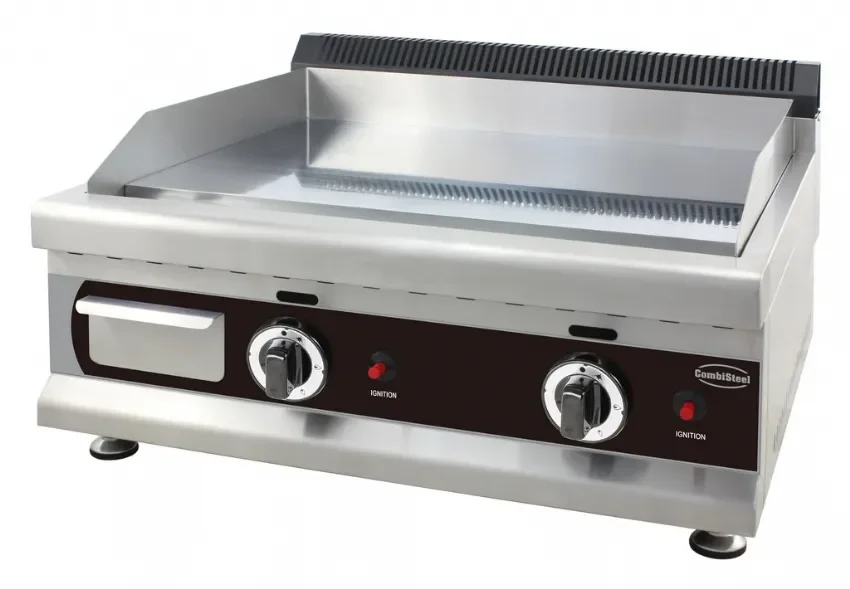 Plaque à snacker professionnelle à gaz avec 2 zones de cuisson en chrome lisse - 600x400 mm Bon Plan