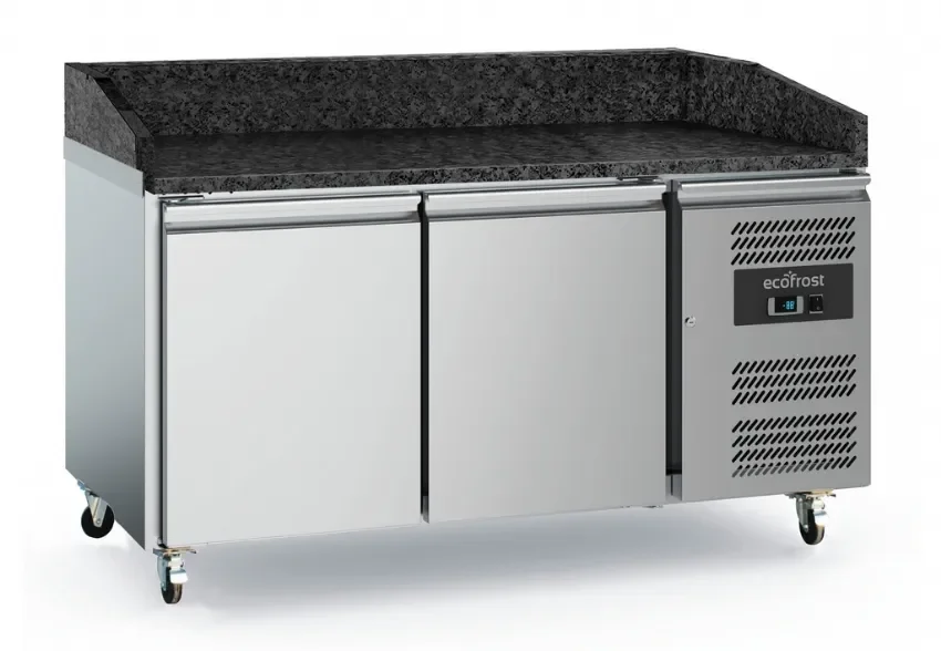 Achetez Aujourd’hui Meuble à pizza professionnel en inox avec 2 portes et plan en granit noir +2/+8