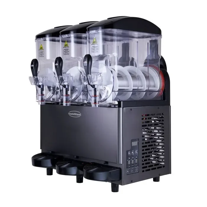 Machine à granitas professionnelle noire 3x12 litres - 690x570x945 mm Offre Du Jour
