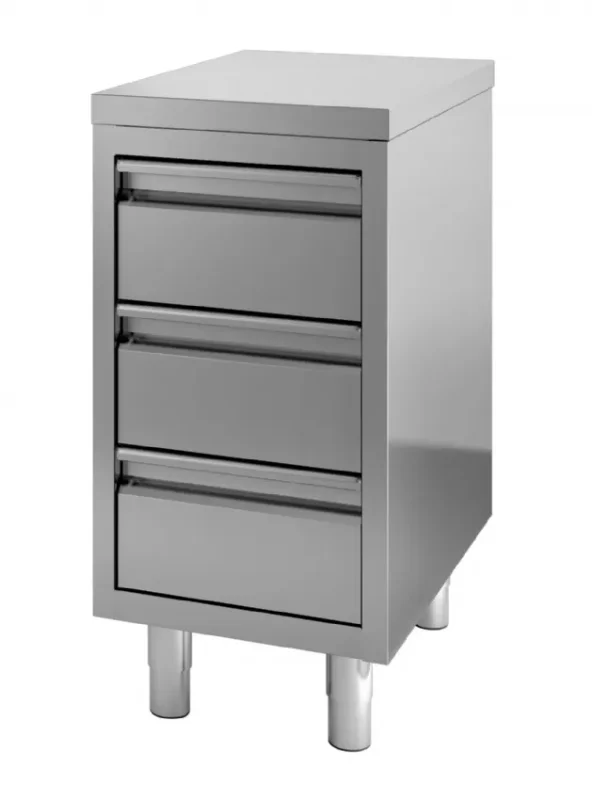Meuble à 3 tiroirs en acier inoxydable - 600x700x800 mm Quantité Limitée