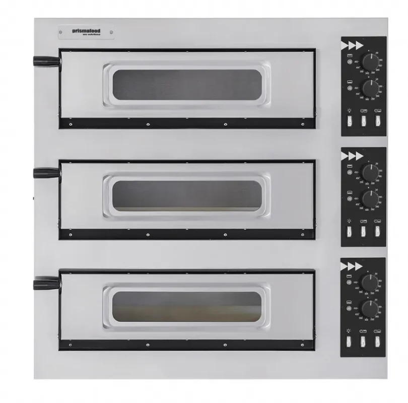 Prix Cassé Four électrique à pizza 3 chambres 3 pizzas 45 cm 6 thermostats 3 portes vitrées