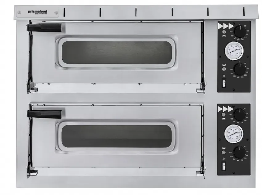 Expédié Aujourd’hui Four à pizza électrique professionnel 2 chambres 2 pizzas 45 cm 2 portes vitrées