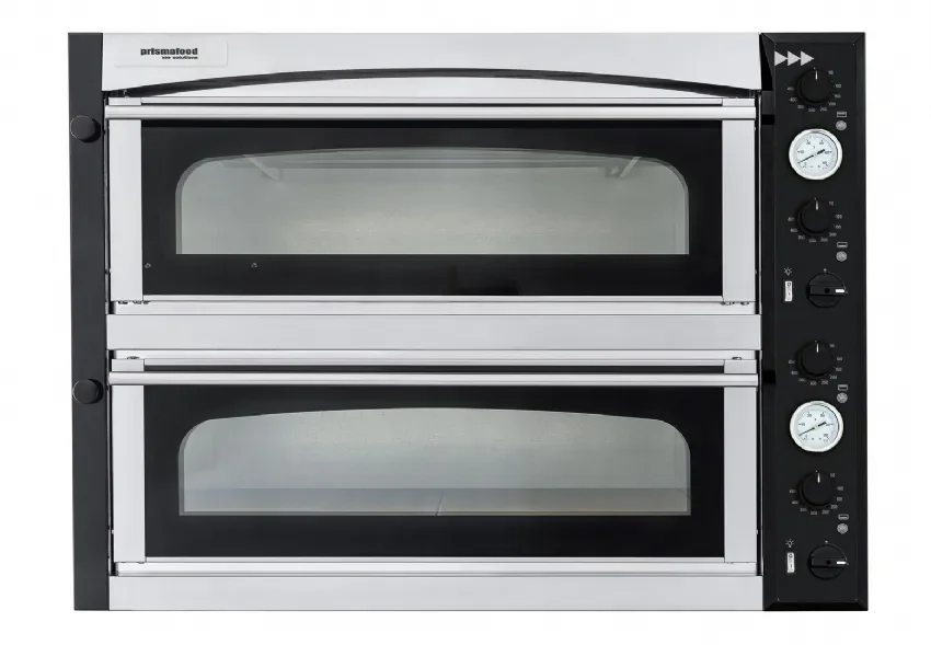 Four à pizza électrique large 2 chambres 4 pizzas 35 cm 2 portes entièrement vitrées Prix Cassé