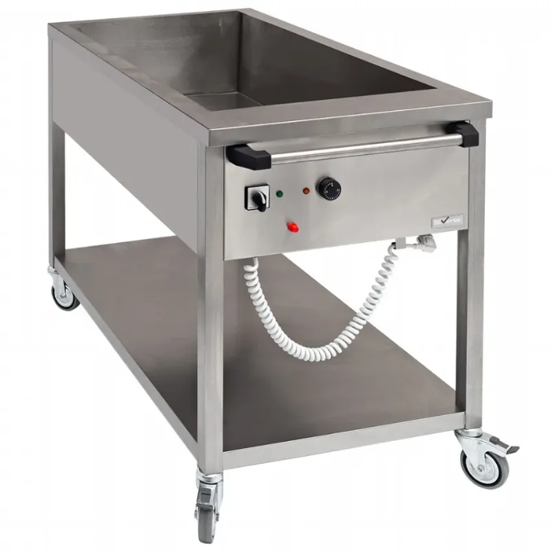 Bain marie mobile avec robinet de vidange et 3 bacs gn 3/1 Populaire