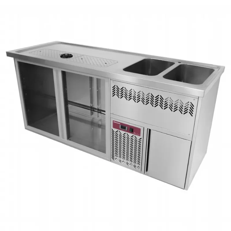 Super Prix Comptoir de bar 2 compartiments avec égoutoir 2 cuves à droite - 1950x700x930 mm
