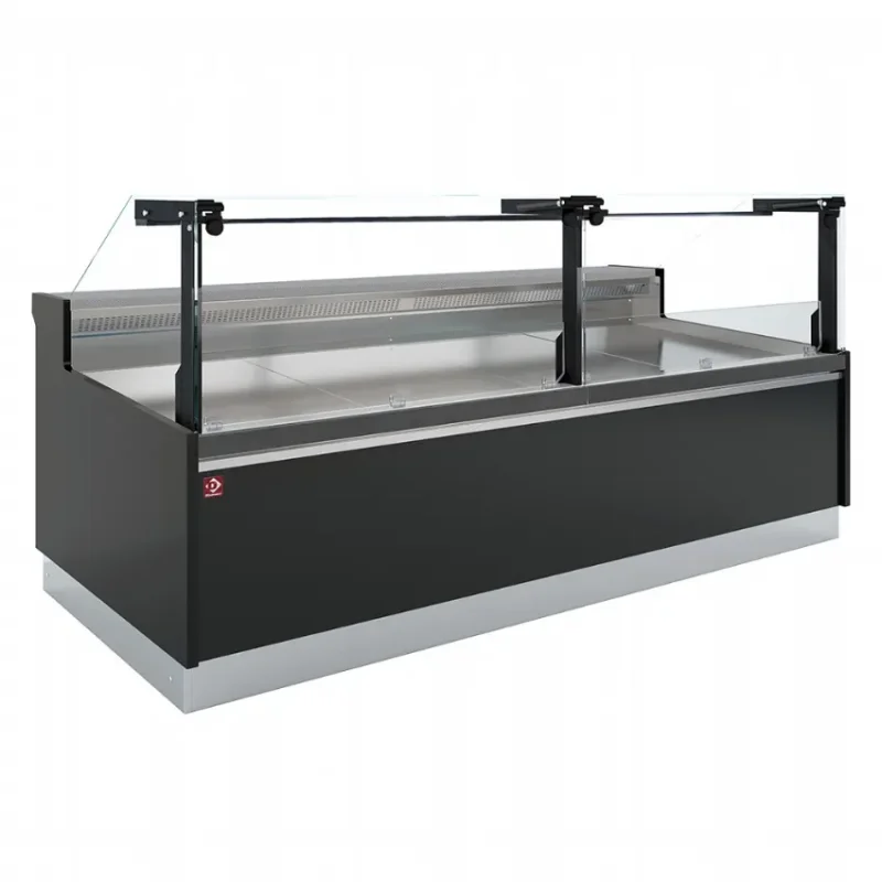Vitrine réfrigérée de comptoir noire avec réserve à 2 portes Must-Have