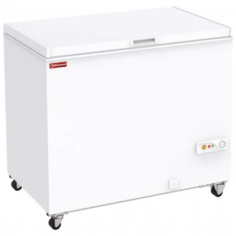 Remise Congélateur bahut blanc de 288 litres avec couvercle plein battant