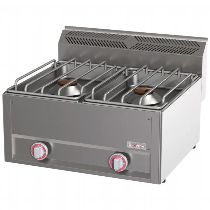 Vente Directe Cuisinière professionnelle en inox avec 2 feux surpuissants de 8 kw