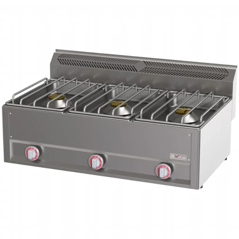 Cuisinière professionnelle inox 3 feux surpuissants de 8 kw Satisfait Ou Remboursé