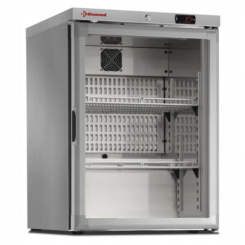 Mini-armoire professionnel en acier inox 1 porte vitrée 150 litres Prix Bas