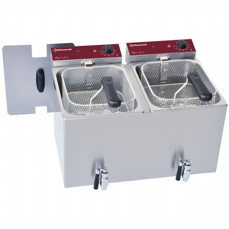 Friteuse de table électrique 2x 8 litres avec robinet de vidange Remise