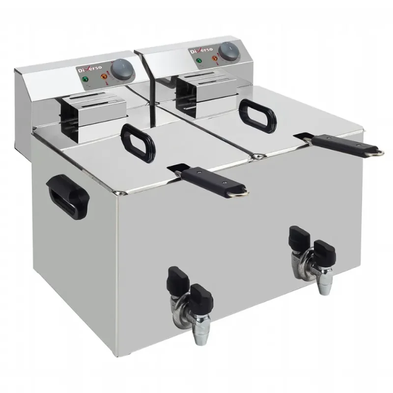 Friteuse électrique à poser 2x 8 litres avec robinet de vidange Must-Have