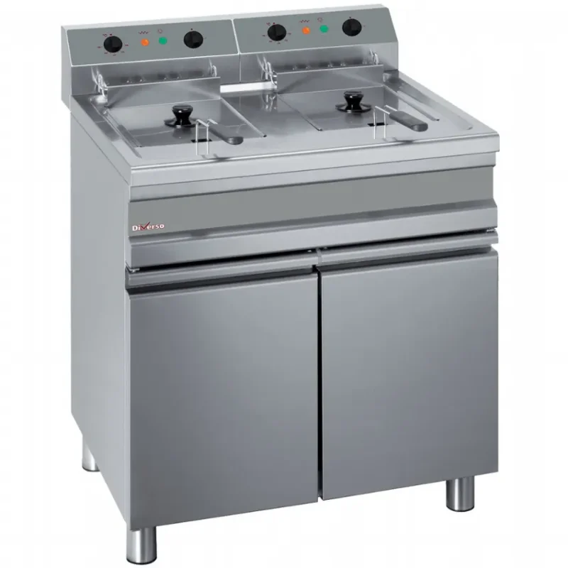 Nouvel Arrivage Friteuse électrique 2 paniers et 2 cuves de 14 litres sur armoire