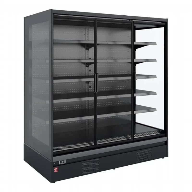 Armoire réfrigérée murale de supermarché 3 portes battantes avec joues vitrées Nouvelle Collection