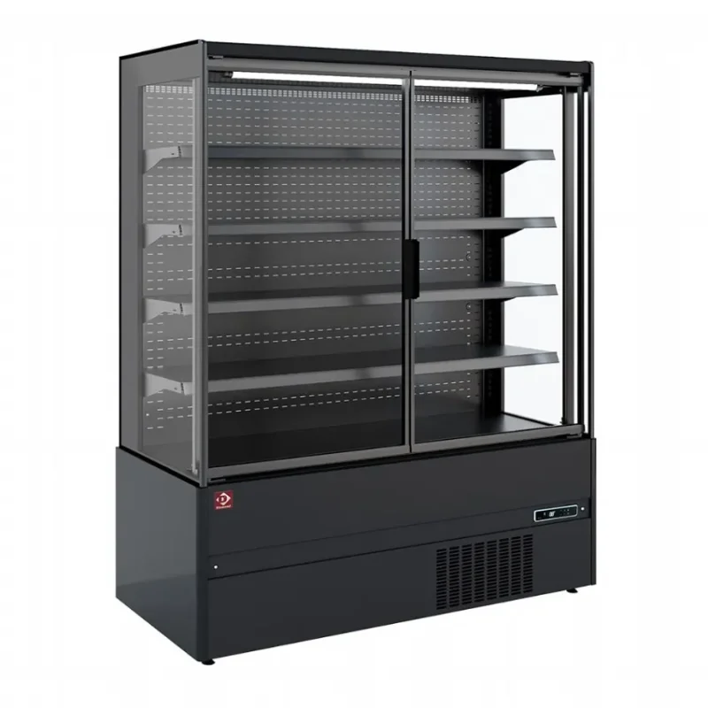 Armoire murale réfrigérée de supermarché noire 2 portes battantes Dernier Modèle