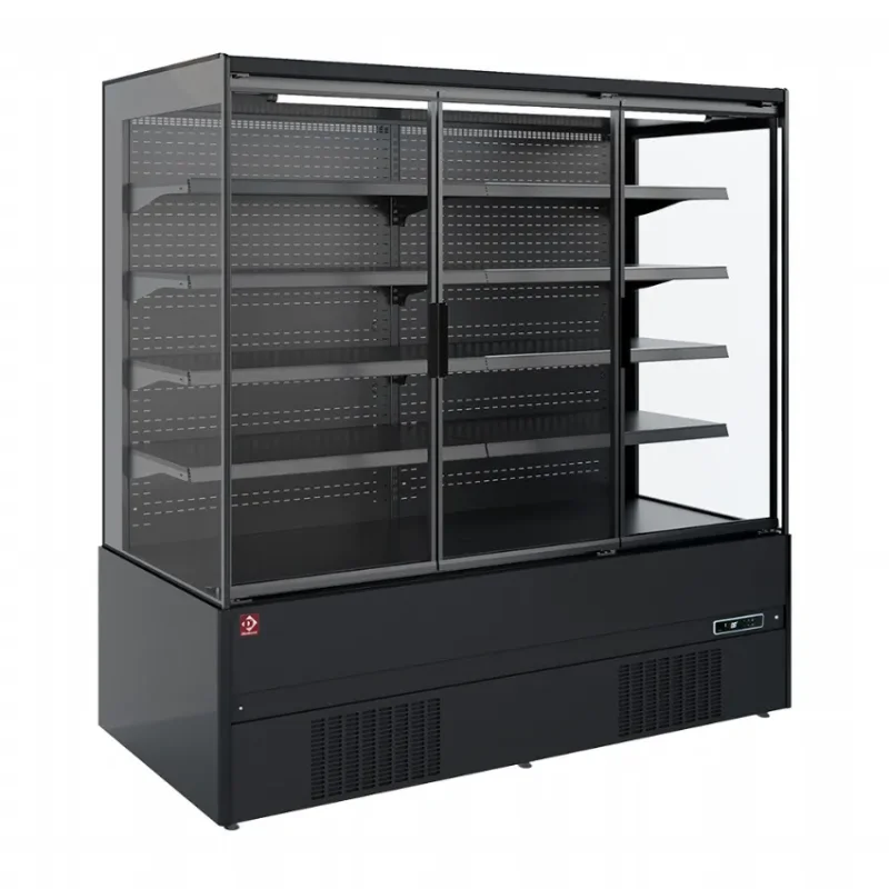 Armoire murale positive noire pour supermarché avec 4 portes battantes Solde