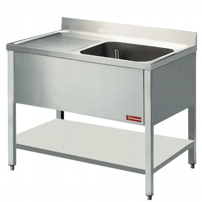 Acheter En Ligne Plonge inox avec 1 cuve et 1 égouttoir - 1200x600x880/900 mm
