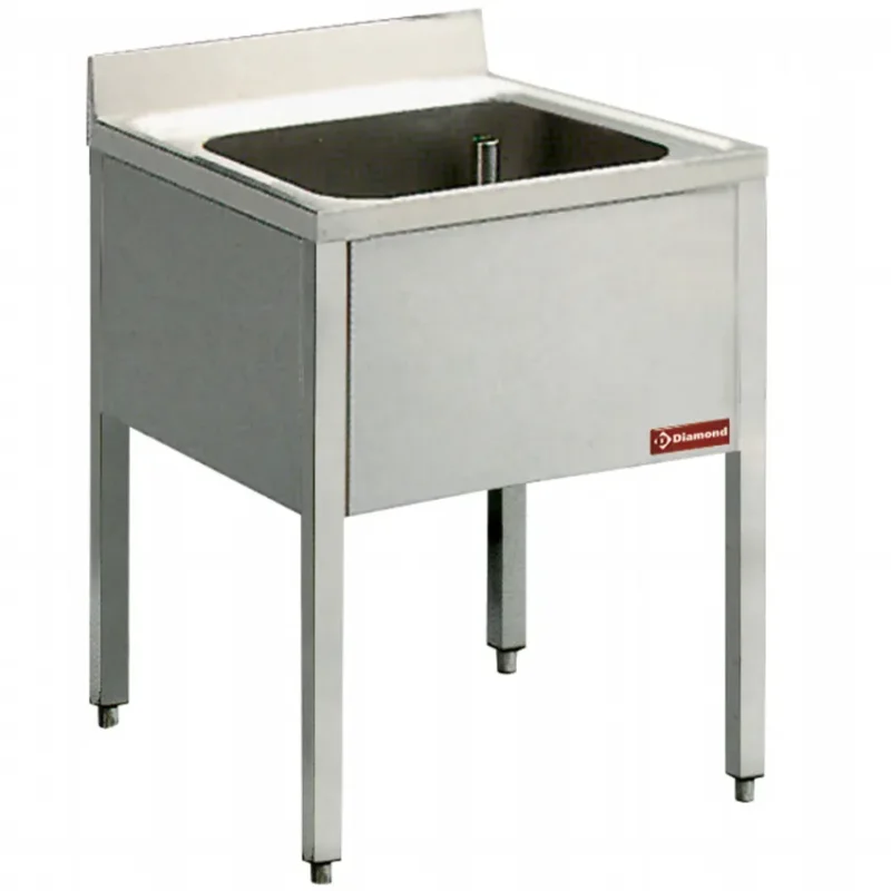 Plonge inox 1 cuve avec piétement - 600x600x880/900 mm Super Prix