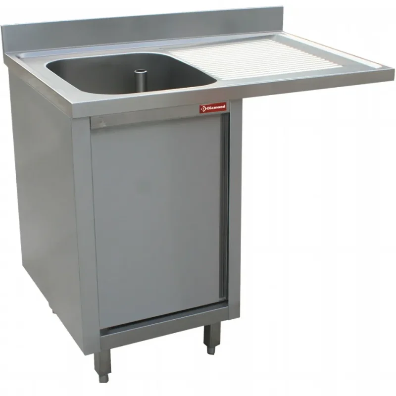 Jusqu’à Épuisement Des Stocks Plonge 1 cuve égouttoir à droite sur armoire 1 porte battante et espace lave-vaisselle - 1400x700x880/900 mm