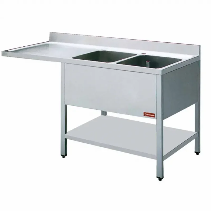 Plonge 2 cuves et 1 égouttoir en inox - 1800x700x880/900 mm Marque