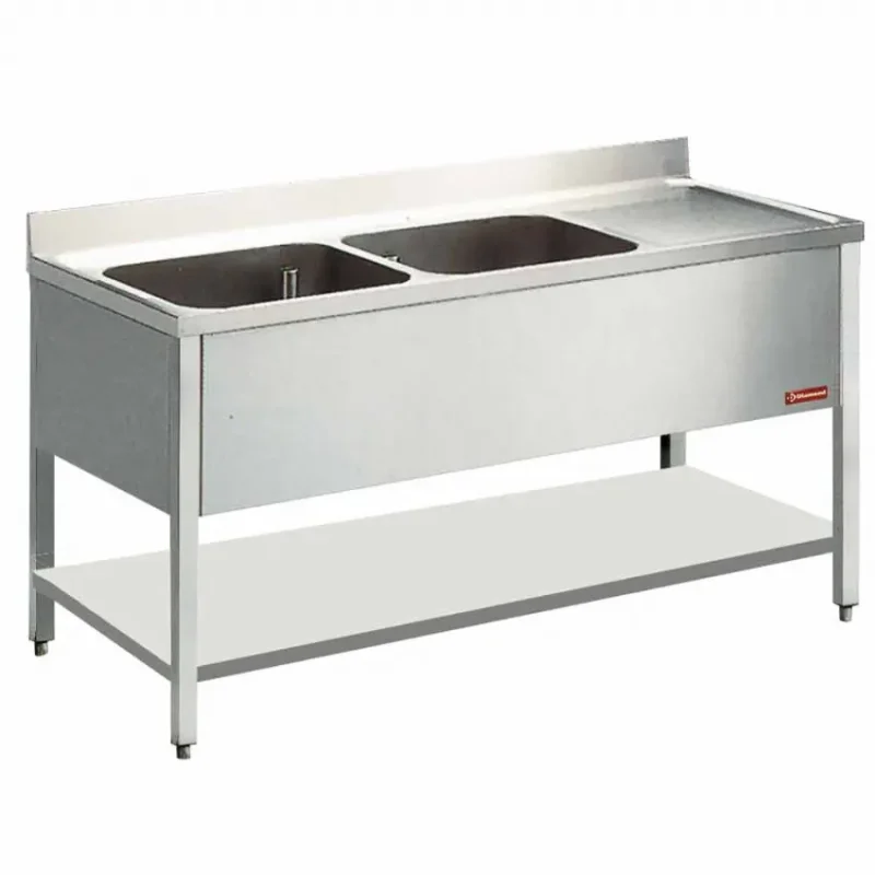 Nouvel Arrivage Plonge inox de 2 cuves et 1 égouttoir - 2000x700x880/900 mm