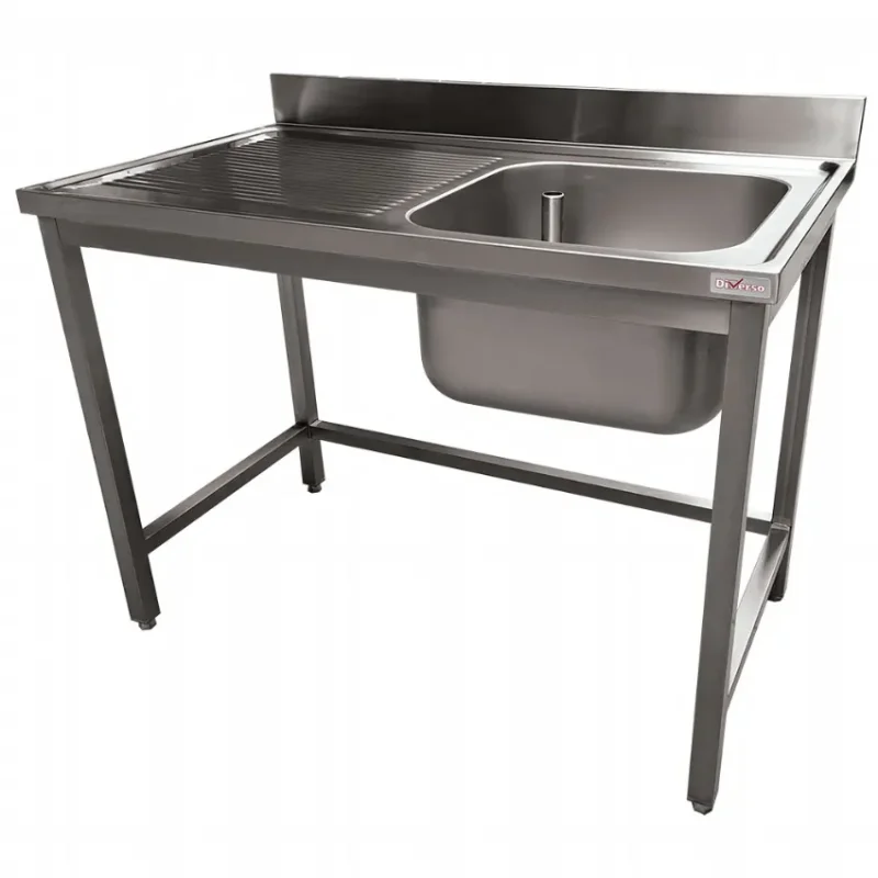 Plonge inox avec 1 cuve et égouttoir à gauche - 1400x700x900 mm Commande En Gros
