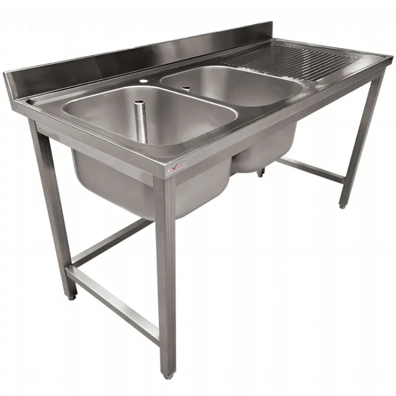 Petit Prix Plonge inox de 2 cuves et égouttoir à droite - 1800x700x900 mm