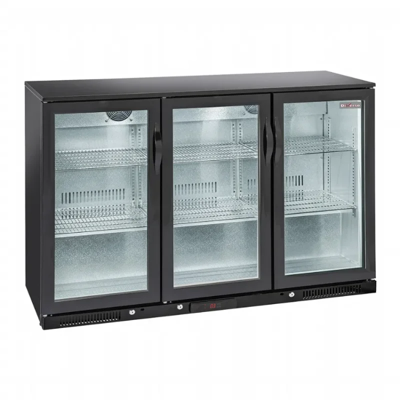 Arrière bar professionnelle avec 3 portes vitrées battantes - 320 litres Expédition Rapide