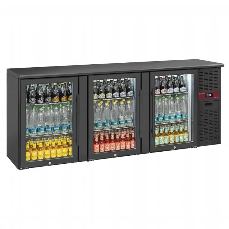 Arrière de bar professionnelle avec 3 portes vitrées - 500 litres Must-Have