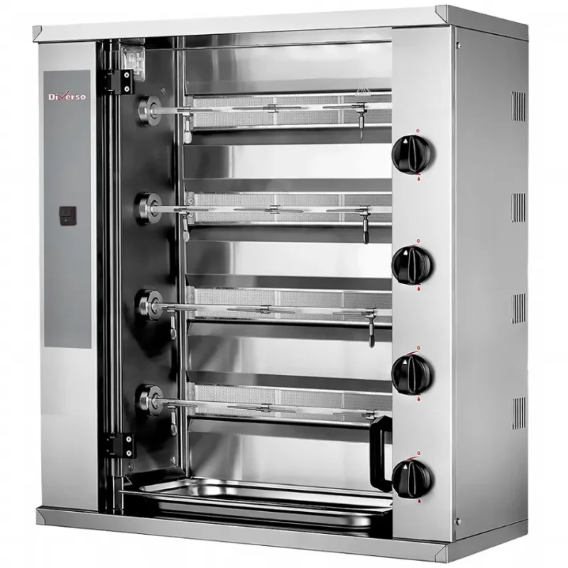 Vente Flash Rôtissoire gaz à poulets professionnelle avec 4 broches pour 12 poulets