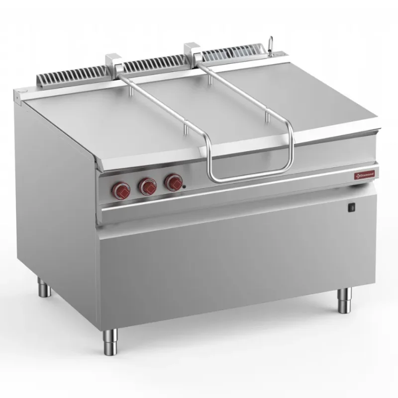 Sauteuse basculante au gaz inox sur meuble avec cuve de 120 litres Authentique