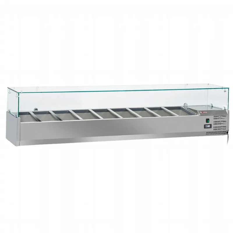 Seulement Aujourd’hui Saladette réfrigérée professionnelle 9 bacs gn1/3 mm avec couvercle vitrée