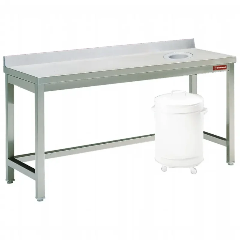 Table à débarrasser inox avec vide ordure - 1200x700x900 mm Haute Qualité