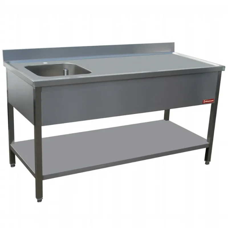 Plonge inox avec 1 cuve gauche et dosseret - 1800x700x880/900 mm Livraison Express