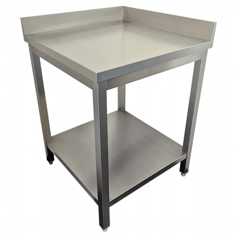 Table de travail en inox avec 2 bords arrière droits Certifié