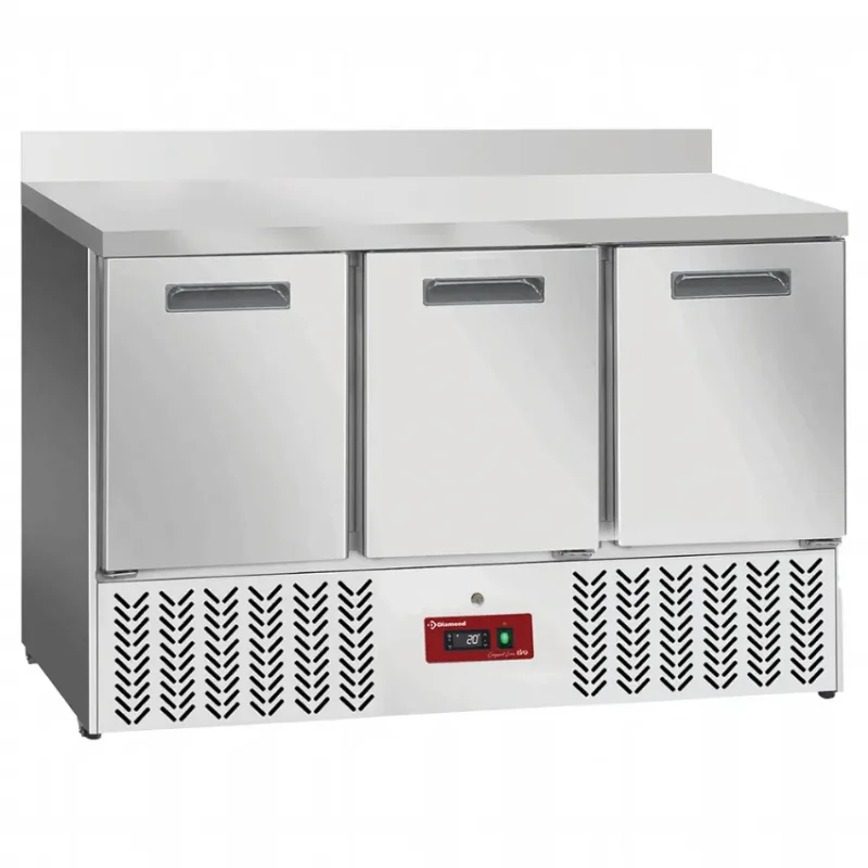 Table réfrigérée inox avec 3 portes gn 1/1 avec dosseret Nouvel Arrivage