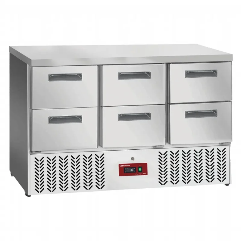 Offre Exclusive Table de préparation réfrigérée inox avec 6 tiroirs gn 1/1