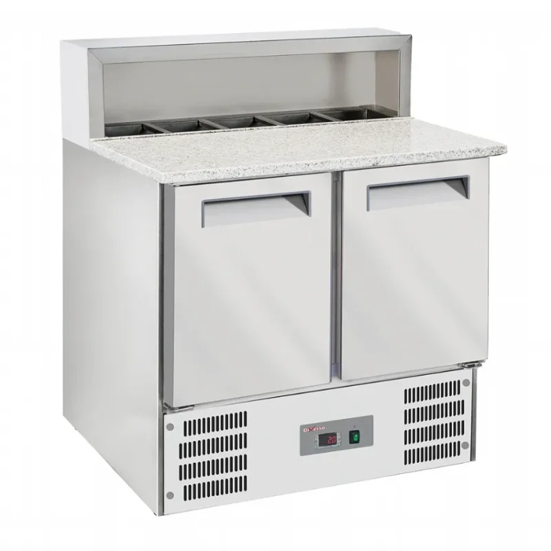 Table à pizzas réfrigérée 2 portes gn1/1 avec saladette réfrigérée 5 bacs gn1/6 Offre Spéciale
